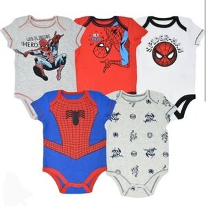Marvel Spiderman Bodysuits/Onsies 5 Pack